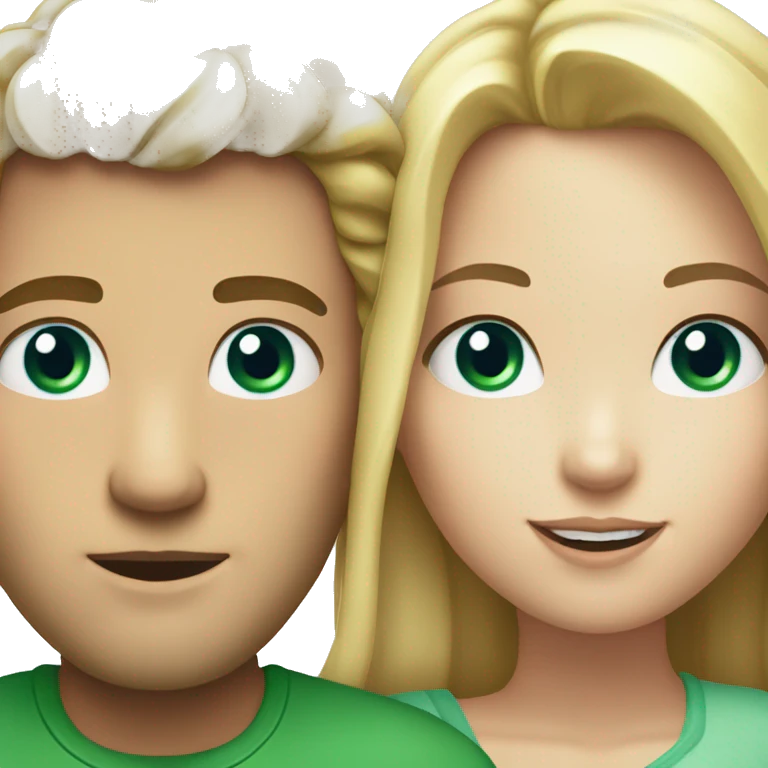  man with blonde hair and blue eyes and a girl with dark brown hair and green eyes emoji