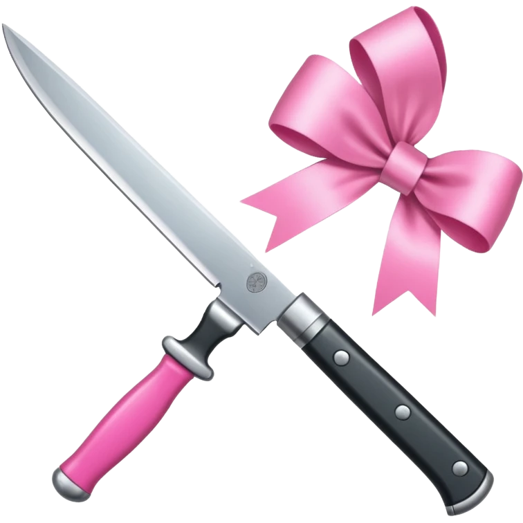 a knife with a pink ribbon bow emoji