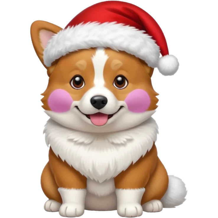tricolor corgi with santa hat on emoji