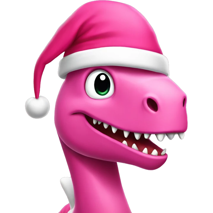 pink dinosaur with santa hat emoji