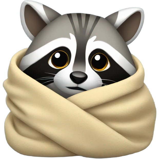 Raccoon wrapped in a blanket  emoji