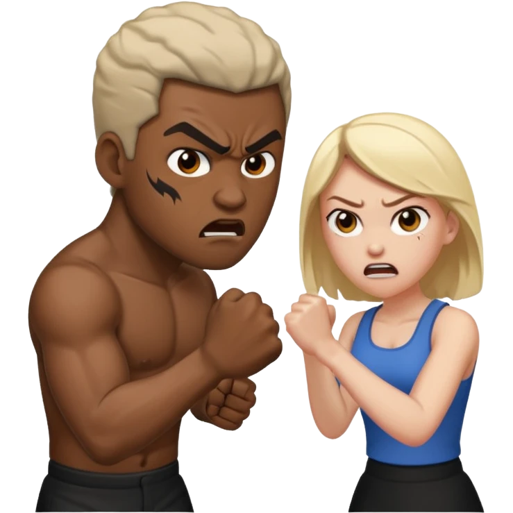 black male white female fighting emoji