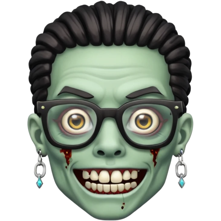 zumbi com grillz de diamante no dente, com nudread preto e óculos quadrado emoji