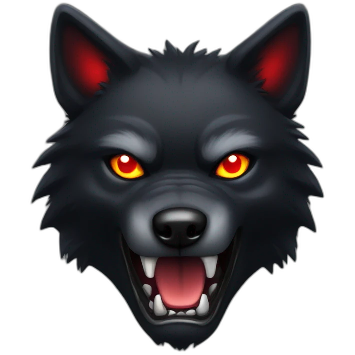 angry black wolf, red glowing eyes emoji