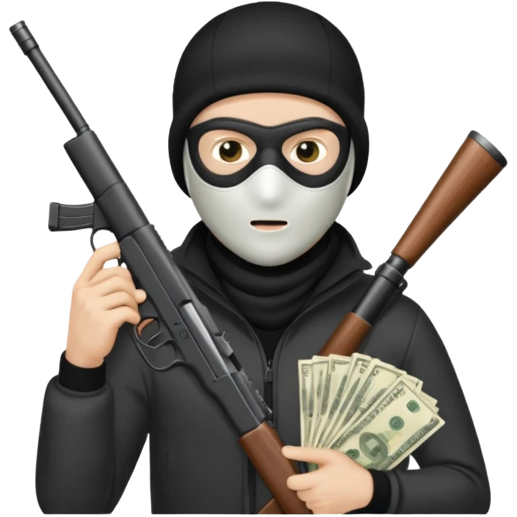 can u do a white guy in a ski mask holding a gun and money emoji