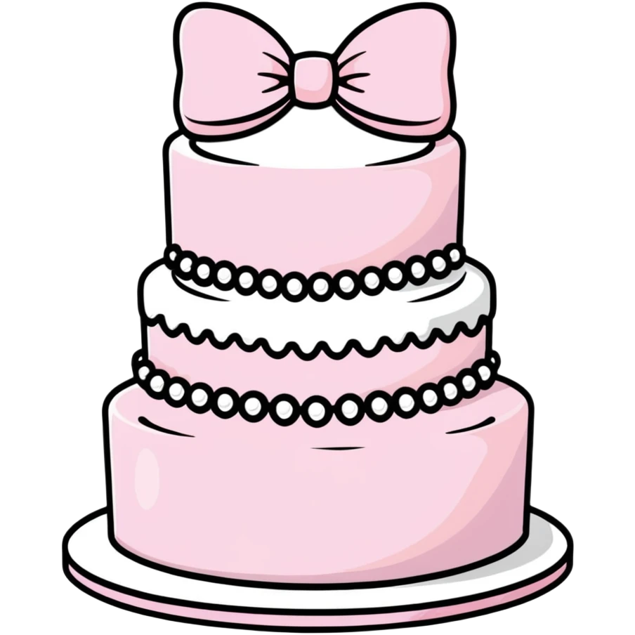light pink cake decorated with pearls and a light pink bow on top emoji