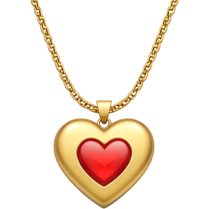 Gold necklace with heart pendant and letter w emoji
