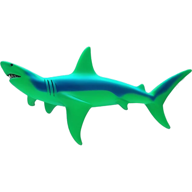 Fluorescent green colored hammerhead shark with blue lightning stripes all over it’s body emoji
