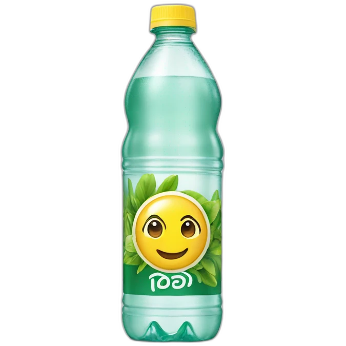 yellow liquid in a poland spring water bottle laying on it's side emoji