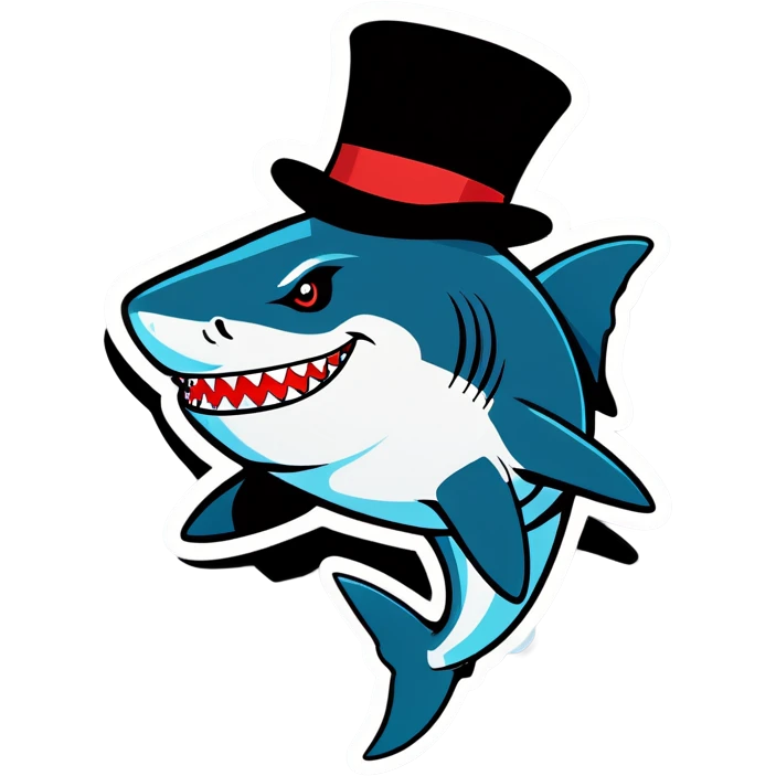 Shark with a top hat emoji