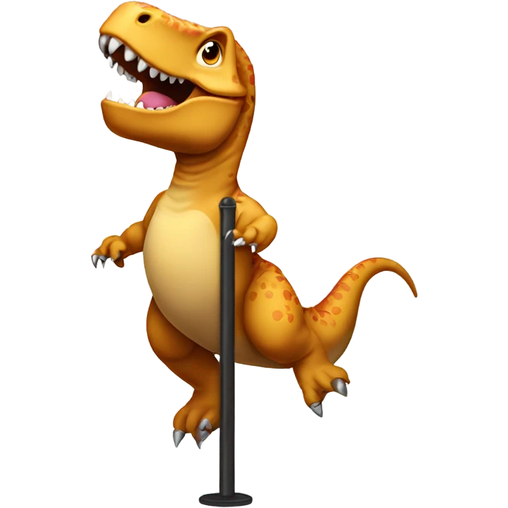 Dinosaur pole-dancing emoji