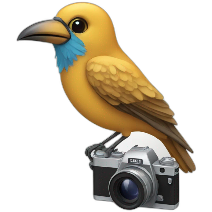 bird using a camera emoji