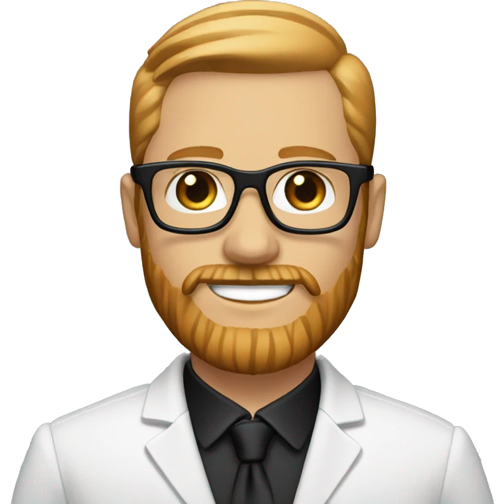 White groom with black glasses and strawberry blonde long straight beard  emoji