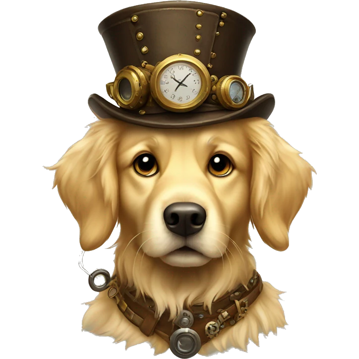 Golden retriever steam punk dog emoji