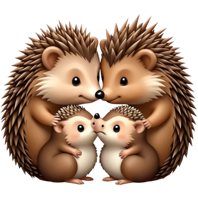three hedgehogs kissing emoji
