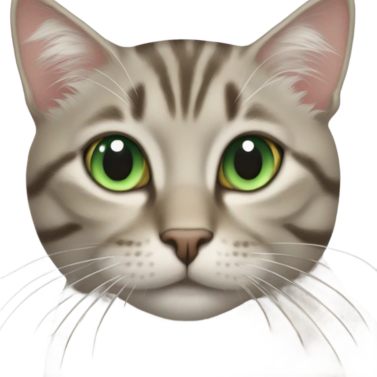Beige grey tabby cat with green eyes emoji