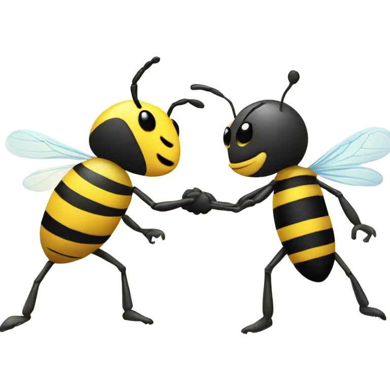 An Ant and a bumble bee holding hands in the park emoji