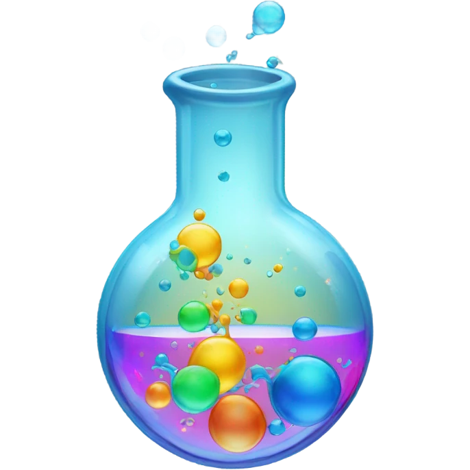 A chemical flask with head liquid inside and bubbles emoji
