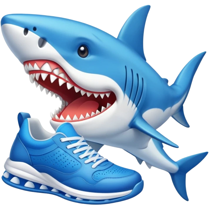 Tiburón con zapatos tenis azules emoji