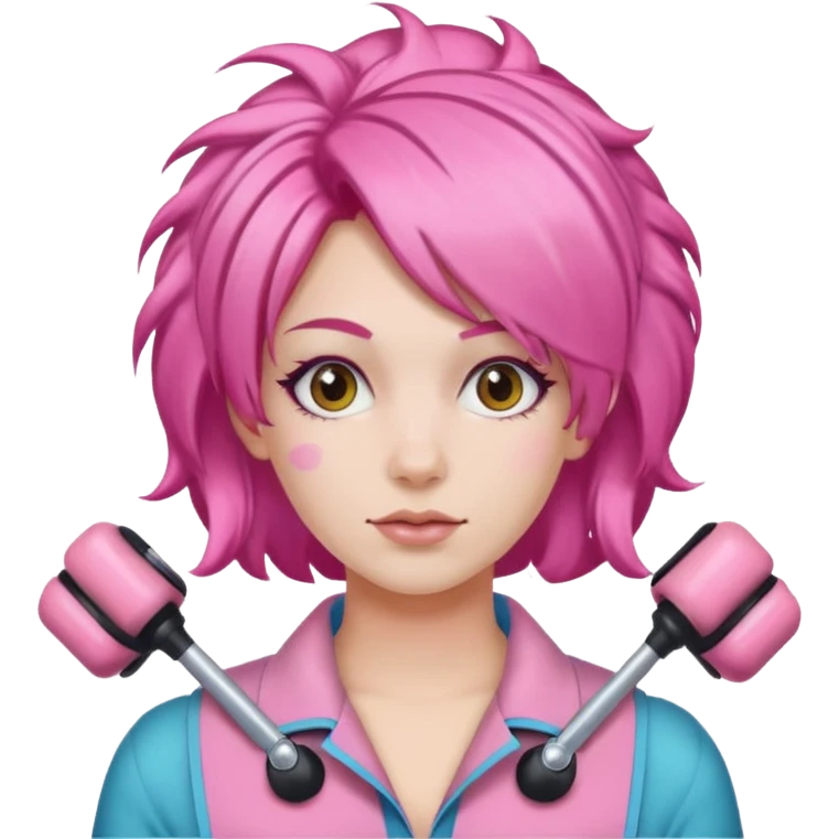 pink hair with rollers emoji