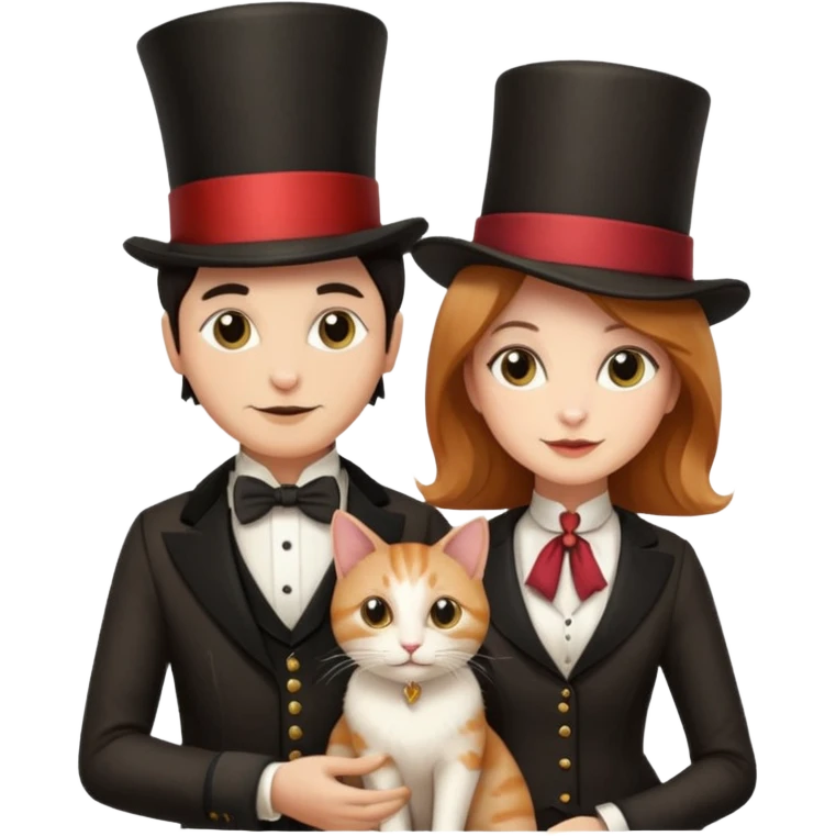 magician couple and their pet cat emoji