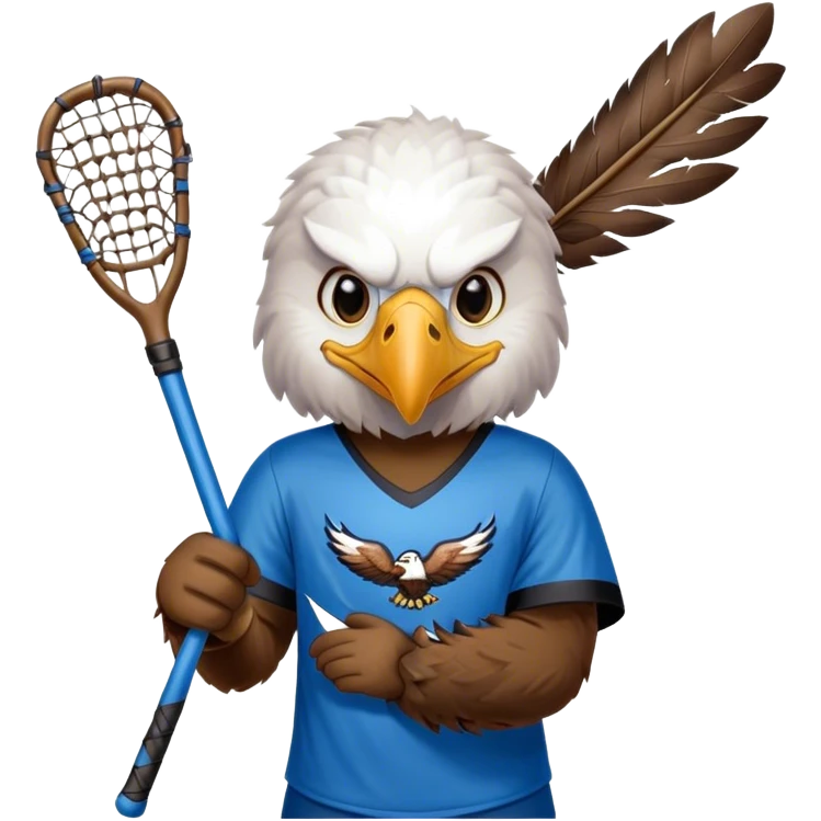 Eagle with lacrosse stick blue jersey emoji
