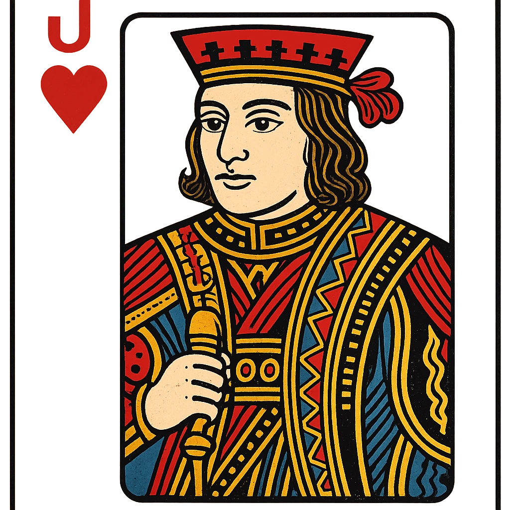 Jack of hearts playing card character with detailed facial features and traditional playing card styling emoji