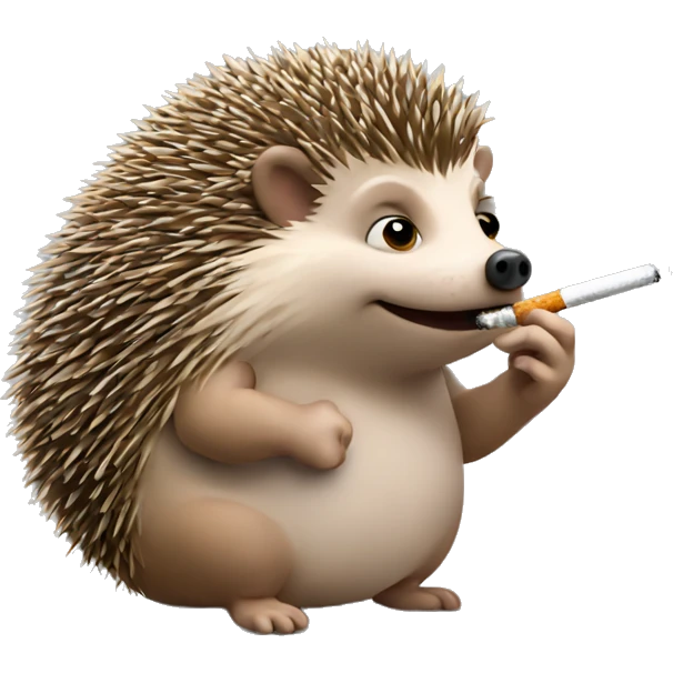 Hedgehog smoking a cigarette emoji