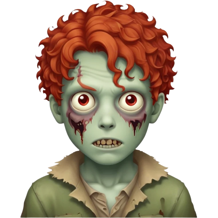Boy zombie with curly hair red emoji