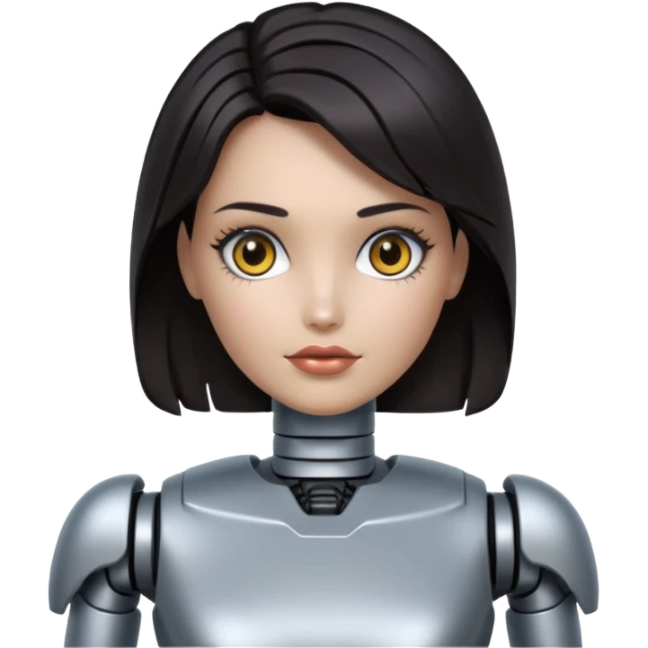 female robot with dark hair emoji