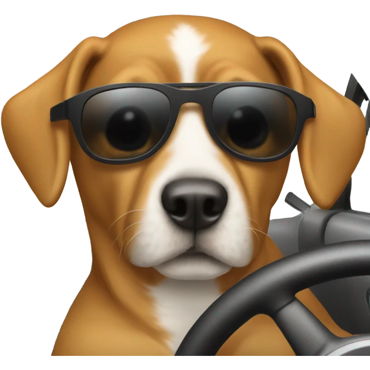 Dog driving a car with sunglasses on  emoji