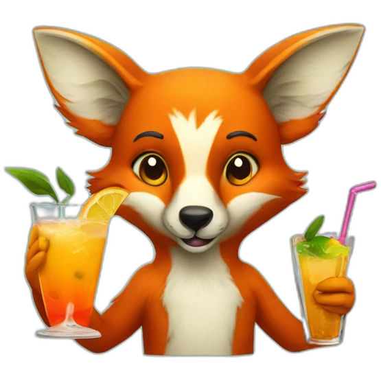 Fox and koala drinking cocktail emoji