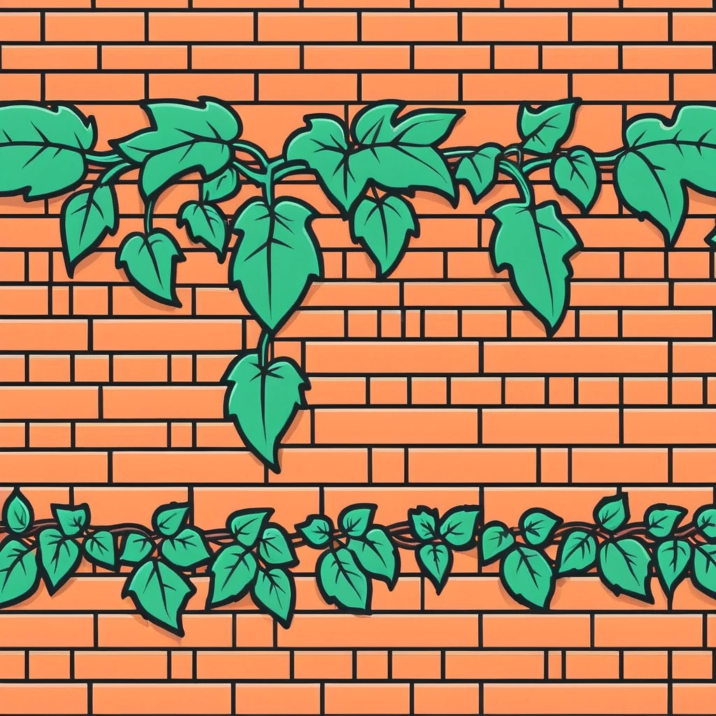 old brick wall with ivy vines and leaves emoji