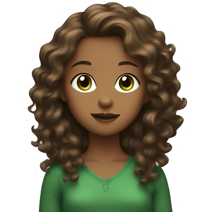 A girl with green eyes and brown and wavy hair emoji