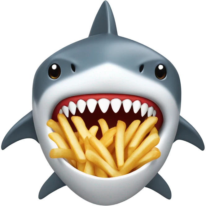 Shark eating 100 French fries emoji
