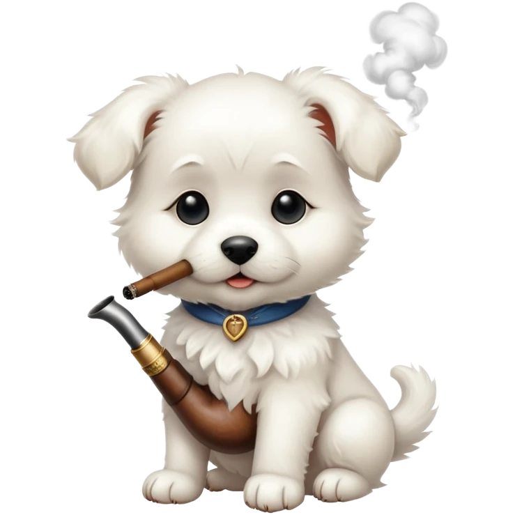 white puppy smoking  emoji