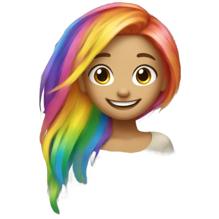 Use the image smiling rainbow hair girl and create a pack of emojis emoji