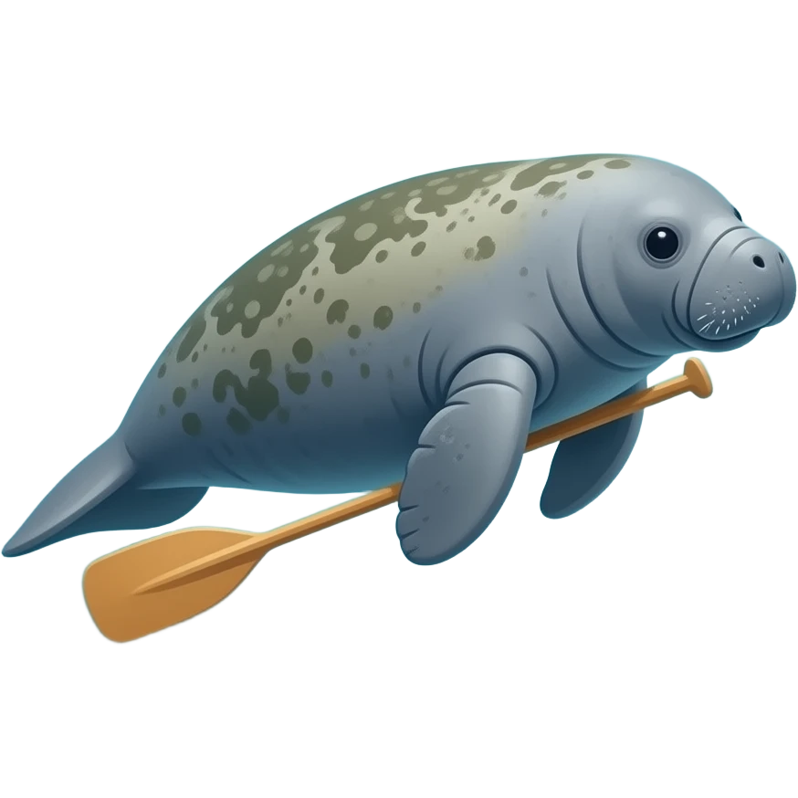 Manatee with paddle tail emoji