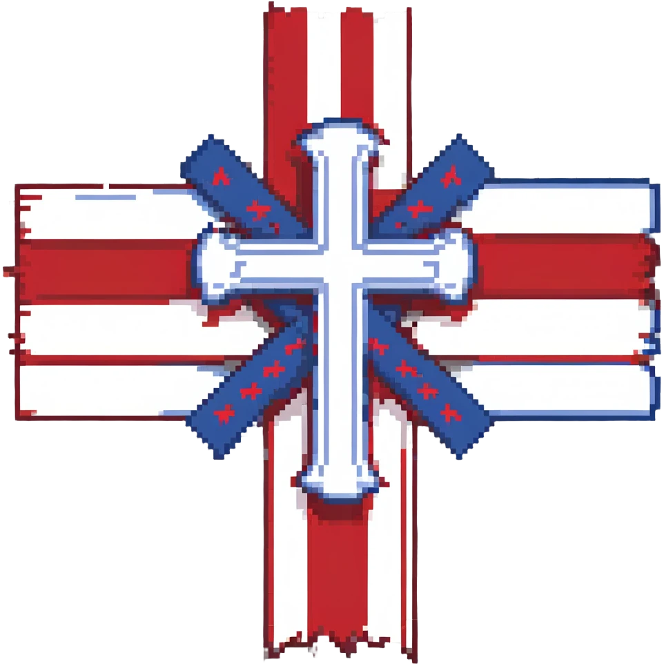 pixel art style flag of the cross of Saint Andrew, white background with red saltire cross, no text emoji