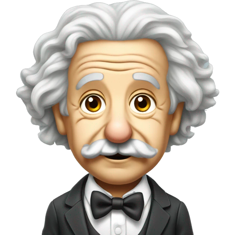 full body mischievous looking albert Einstein  wearing a bow tie emoji