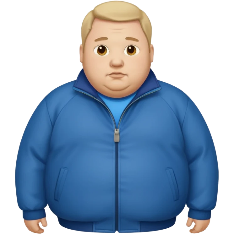 fat man wearing blue jacket standing foot emoji