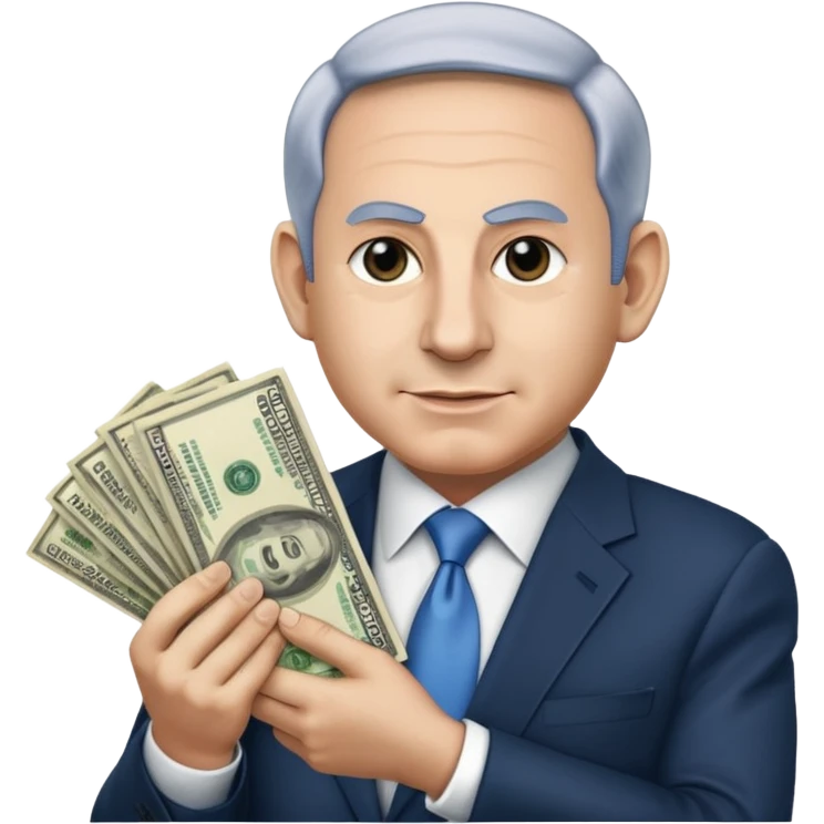 Netanyahu doing a money spread emoji