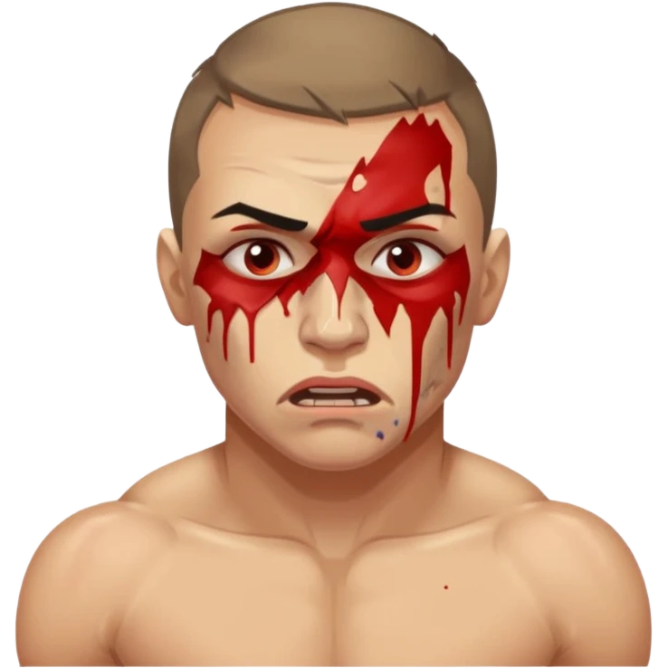 RUSSIAN MMA FIGHTER WITH BRUISED BODY IN VISIBLE PAIN emoji