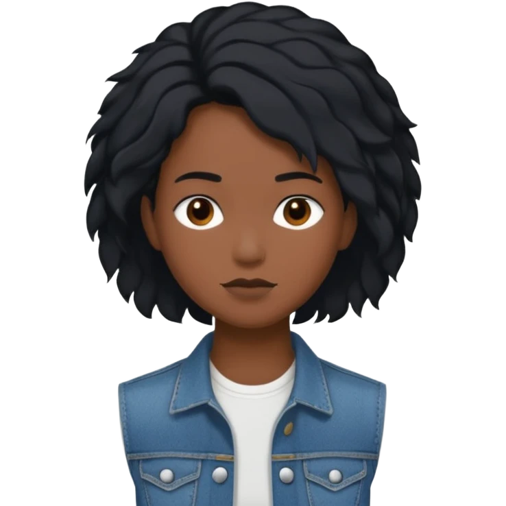 Un personnage noir avec un débardeur blanc et un jean 👖 avec des cheveux court  emoji
