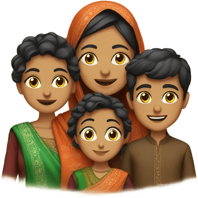Indian mom, Iranian mom, and their 3 sons emoji
