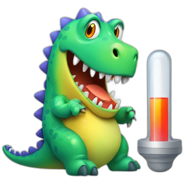 sick dinosaur with thermometer emoji
