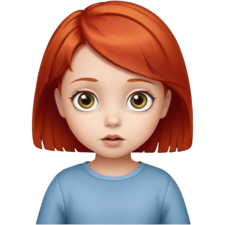 red hair baby girl big eyes short hair emoji