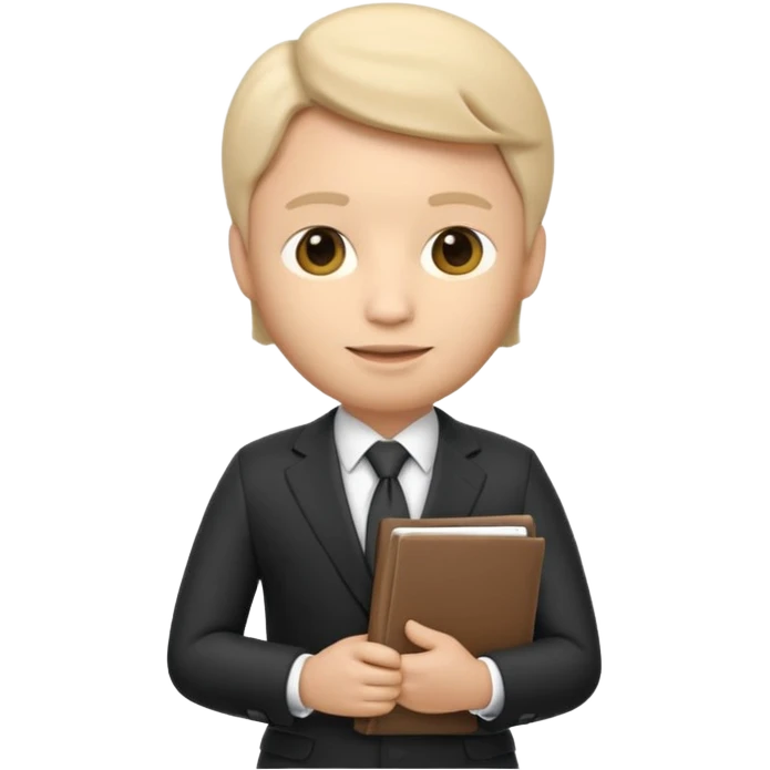 Apple Memoji-style 3D emoji of a diplomat wearing a formal suit holding a document or folder, soft shading, rounded shapes, no background. emoji