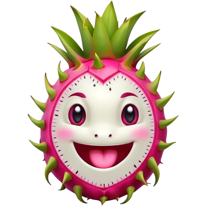 dragon fruit with happy cute face emoji