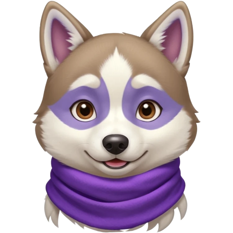 a husky with a purple scarf with a blue shirt emoji